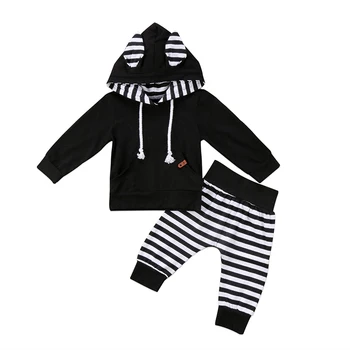 2PCS Newborn Baby Clothes Long Sleeve Pocket Hooded Tops Black+Striped Harem Pant Trouser Outfit Kid Boy Girl Clothing Set 0-24M
2PCS Newborn Baby Clothes Long Sleeve Pocket Hooded Tops Black+Striped Harem Pant Trouser Outfit Kid Boy Girl Clothing Set 0-24M