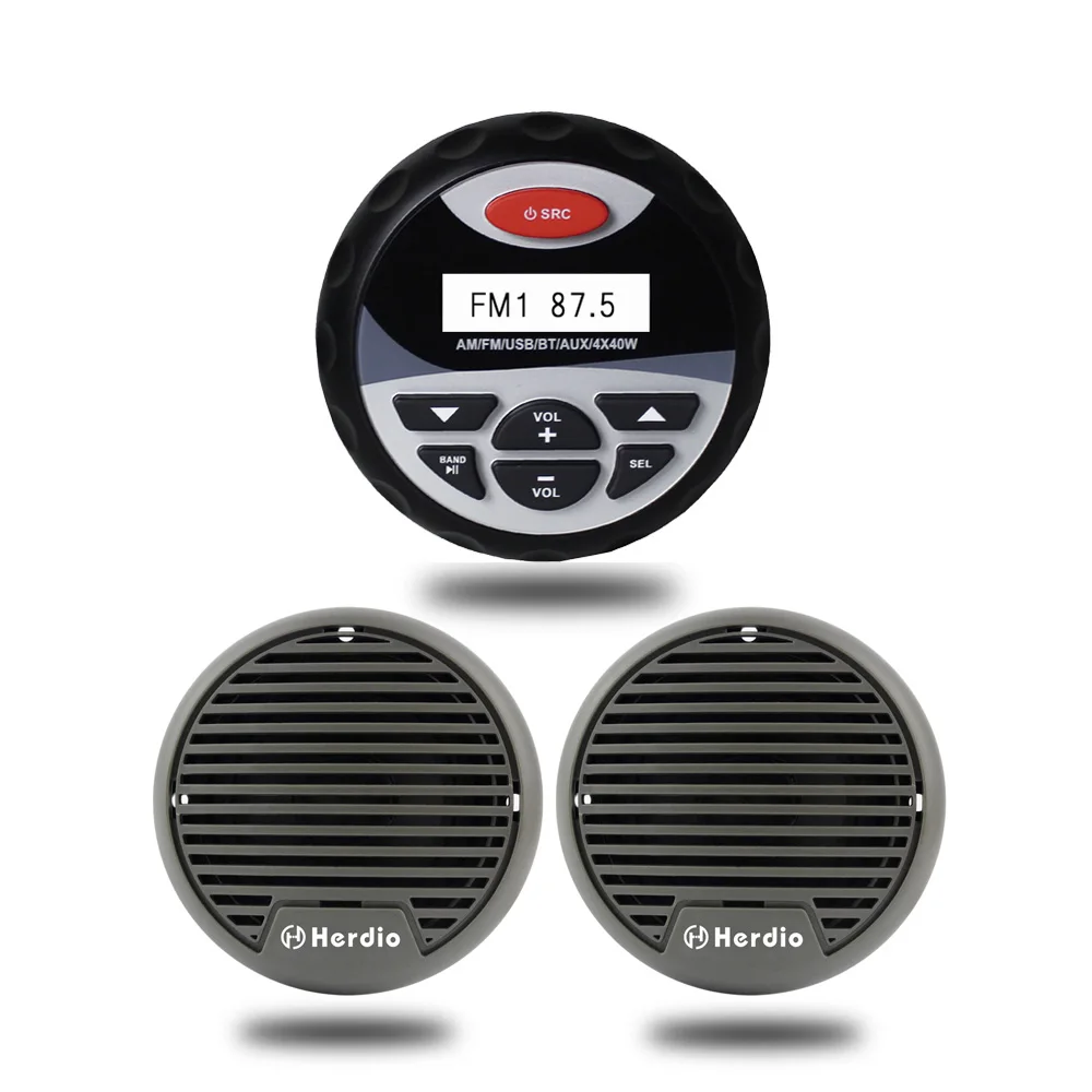 Marine Stereo Bluetooth Audio Waterproof Boat Radio Receiver USB MP3 AM/FM For ATV UTV Car Motorcycle Yacht 3 Marine Speakers
Marine Stereo Bluetooth Audio Waterproof Boat Radio Receiver USB MP3 AM/FM For ATV UTV Car Motorcycle Yacht 3 Marine Speakers