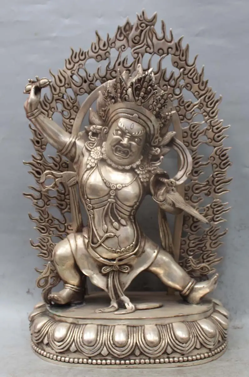 004154 20" Tibet Buddhism Silver Fane Vajrapani Mahakala Wrathful Deity Buddha Statue
004154 20" Tibet Buddhism Silver Fane Vajrapani Mahakala Wrathful Deity Buddha Statue