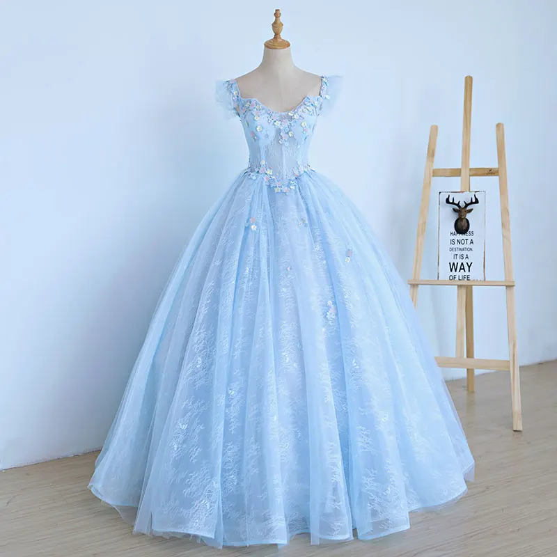 quinceanera dresses light blue puffy