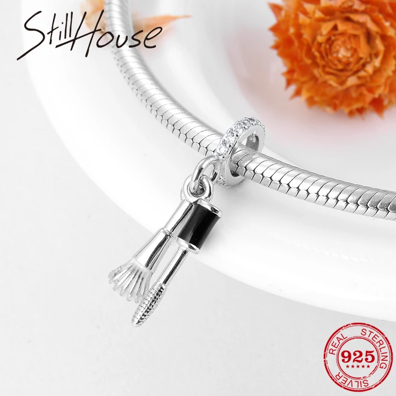 Fashion 925 Sterling Silver Makeup Brushes With Clear CZ Pendants Fit Original Charms Pandora Necklaces Bracelet Jewelry Making 
Fashion 925 Sterling Silver Makeup Brushes With Clear CZ Pendants Fit Original Charms Pandora Necklaces Bracelet Jewelry Making