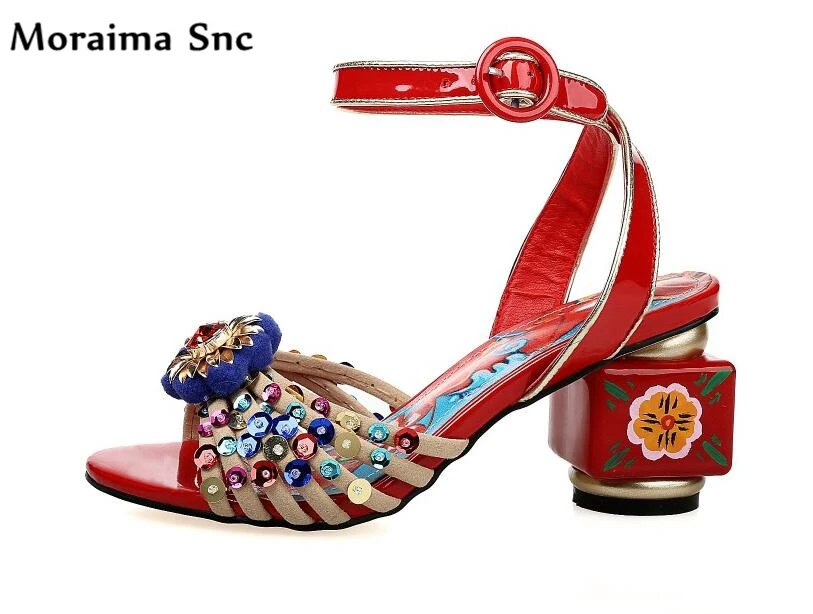 Moraima Snc sexy female wedding shoes flower print colorful bling crystal Ethnic style Ankle strap mixed colors newest sandals
Moraima Snc sexy female wedding shoes flower print colorful bling crystal Ethnic style Ankle strap mixed colors newest sandals
