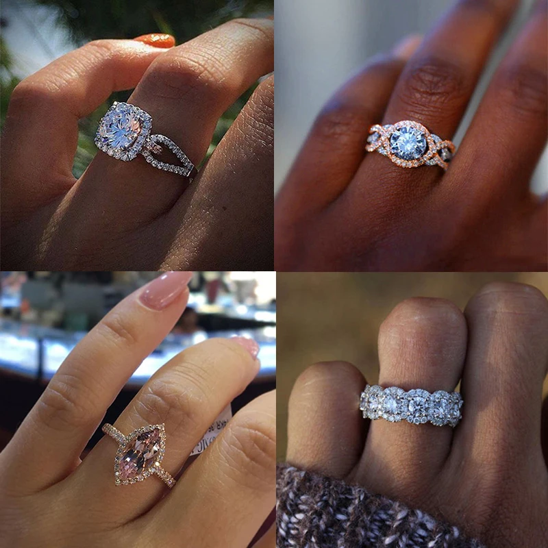 Luxury Female Crystal Round Engagement Ring Silver Rose Gold Zircon Ring Girl Wedding Rings Fashion Jewelry
Luxury Female Crystal Round Engagement Ring Silver Rose Gold Zircon Ring Girl Wedding Rings Fashion Jewelry