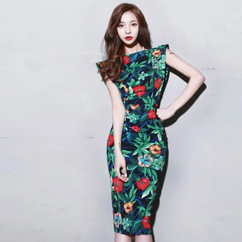 2019 Summer Plus Size Vintage Bandage Bodycon Pencil Dress Women Green Print Sleeveless Party Dress Casual Office Lady Dresses
2019 Summer Plus Size Vintage Bandage Bodycon Pencil Dress Women Green Print Sleeveless Party Dress Casual Office Lady Dresses