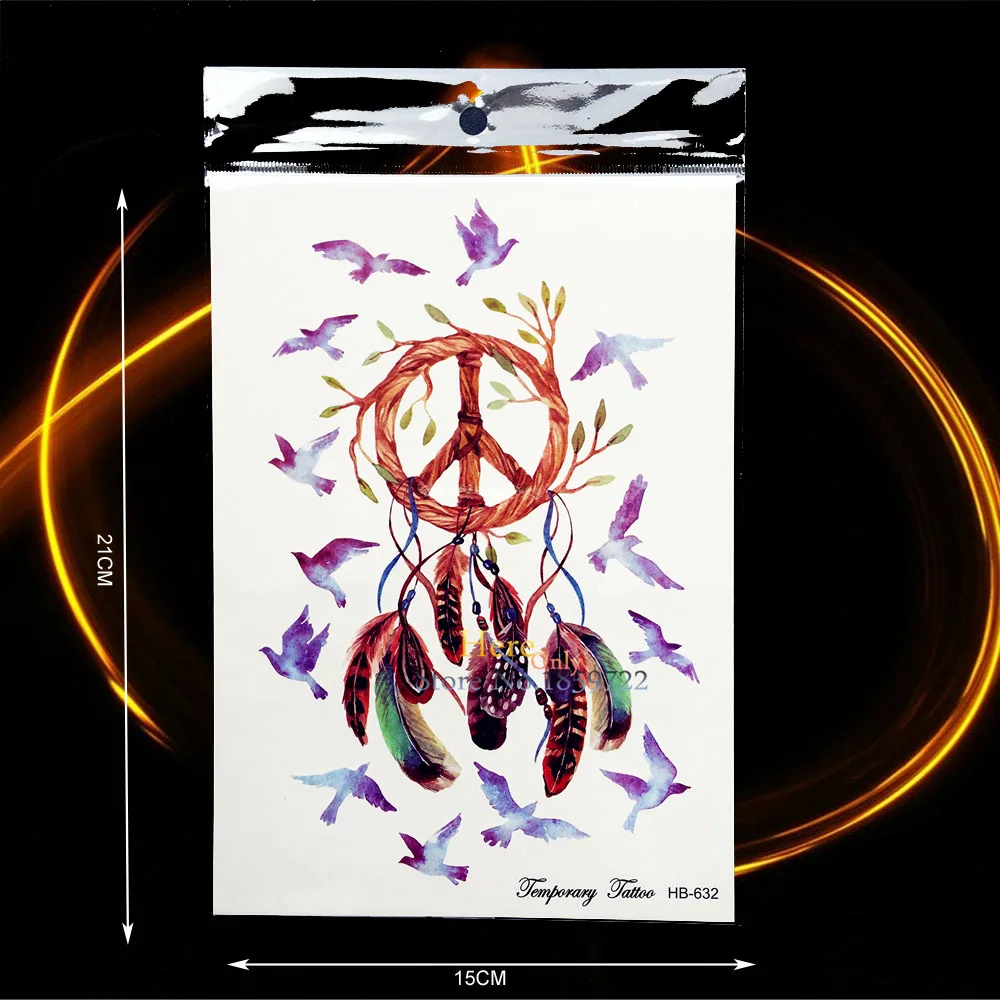 Peace Bird Feather Dreamcatcher Tattoo Sticker Women Henna Body Art Indian Dream Catcher Temporary Arm Tattoo Stickers HHB-632
Peace Bird Feather Dreamcatcher Tattoo Sticker Women Henna Body Art Indian Dream Catcher Temporary Arm Tattoo Stickers HHB-632