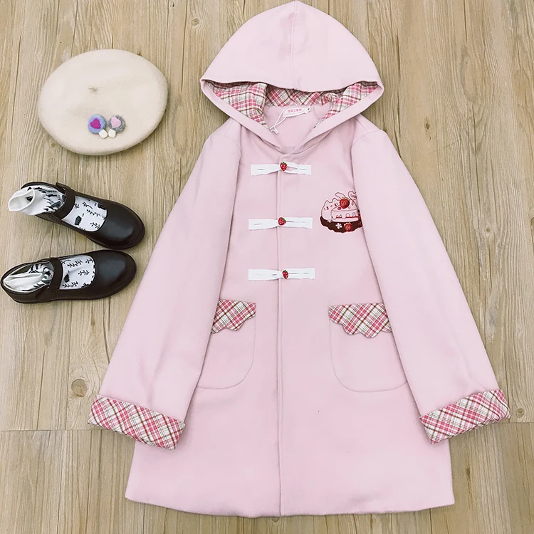 Strawberry Cake Cute Lolita Pink Coat Cute Women's Autumn Winter Hooded Long Sleeve Outwear Lolita Jacket
Strawberry Cake Cute Lolita Pink Coat Cute Women's Autumn Winter Hooded Long Sleeve Outwear Lolita Jacket