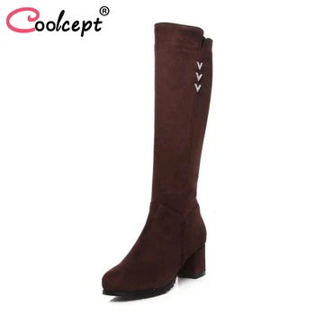 Coolcept Women Knee High Boots Fashion Zipper Warm Fur Shoes Woman High Heels Boots Winter Round Toe Crystal Shoes Size 33-43
Coolcept Women Knee High Boots Fashion Zipper Warm Fur Shoes Woman High Heels Boots Winter Round Toe Crystal Shoes Size 33-43