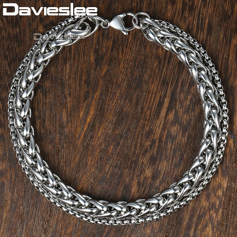 Davieslee Double Chains Bracelets for Men Stainless Steel Polished Wheat Curb Cuban Silver Black Gold Mens Bracelet 13mm LDBM01
Davieslee Double Chains Bracelets for Men Stainless Steel Polished Wheat Curb Cuban Silver Black Gold Mens Bracelet 13mm LDBM01