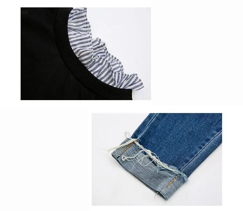 toddler girl outfits 2018 striped patchwork t-shirt tops denim pants clothes kids 2 pcs autumn suits children outfits clothing (12)