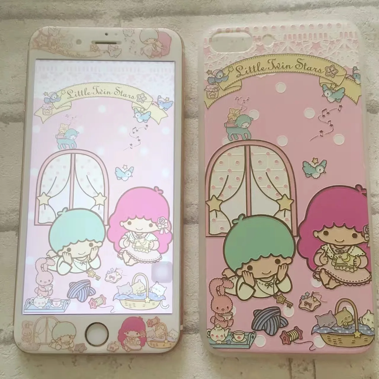 Cartoon Twin Stars For iPhone 6 6s 7 8 7plus PC+TPU Phone Case+ Screen Protector 9H Tempered Glass Film
Cartoon Twin Stars For iPhone 6 6s 7 8 7plus PC+TPU Phone Case+ Screen Protector 9H Tempered Glass Film