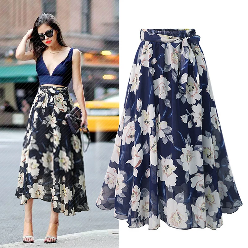 2019 Summer Ladies Long Chiffon Skirts Womens High Waist Floral A-Line Mid-Calf Skirt Faldas mujer moda
2019 Summer Ladies Long Chiffon Skirts Womens High Waist Floral A-Line Mid-Calf Skirt Faldas mujer moda