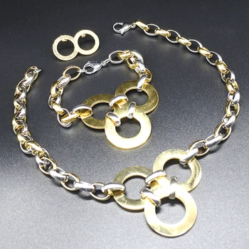 AMUMIU Women Stainless Steel Jewelry Set Necklace Earrings Bracelet Female Round Fashion Gold Color Silver Color HZTZ115
AMUMIU Women Stainless Steel Jewelry Set Necklace Earrings Bracelet Female Round Fashion Gold Color Silver Color HZTZ115