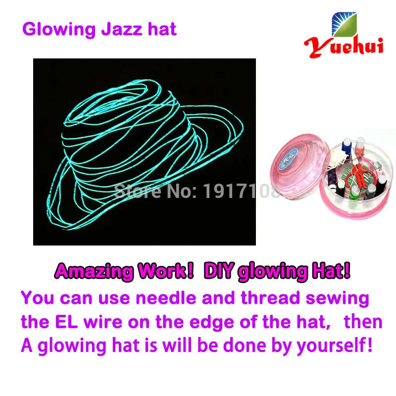 1.3mm 1Meter 4pcs EL wire electroluminescent wire light flexible LED neon cold light For clothes toys/craft Glow Party Supplies 39