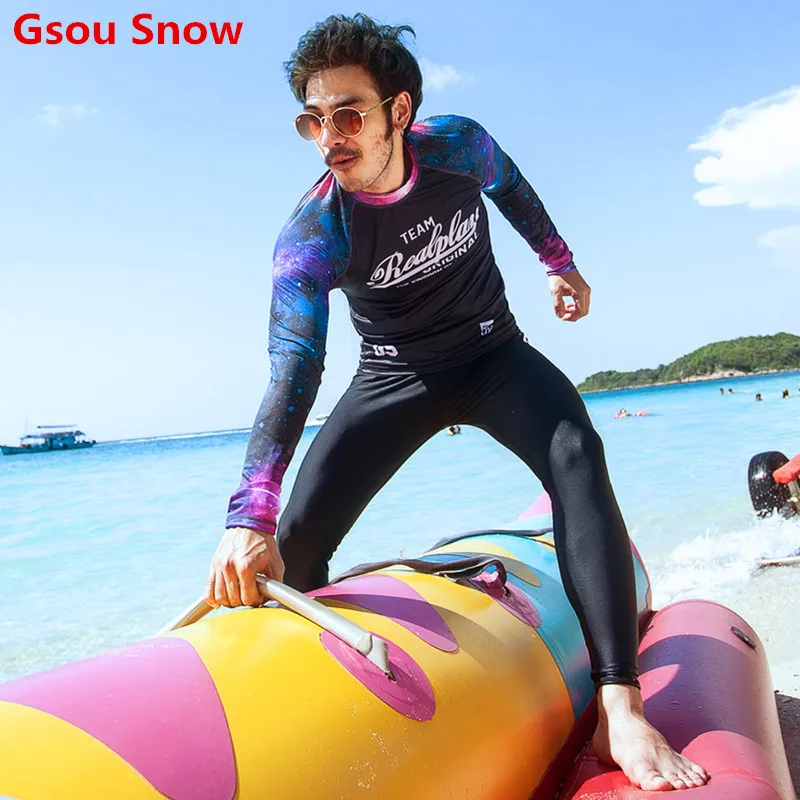 Gsou Snow Men's Long Sleeve Swimwear Shirt & Pants Quick Rash Guard Two Piece Beach Swimsuit Surfing Bathing Wetsuit
Gsou Snow Men's Long Sleeve Swimwear Shirt & Pants Quick Rash Guard Two Piece Beach Swimsuit Surfing Bathing Wetsuit