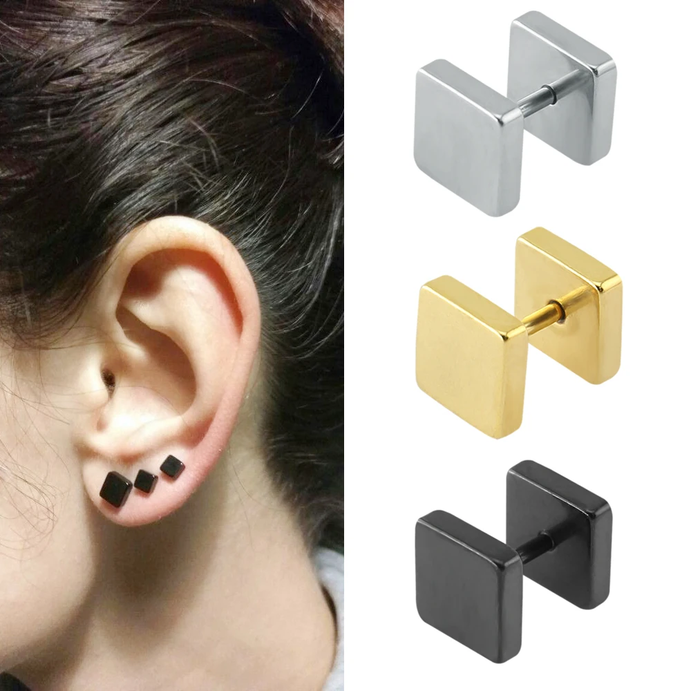 Punk Fashion 2-10 mm Square Ear Stud Earring Gothic Style Fake Tunnel Plug Earlobe Piercings Surgical Steel Cartilage Ear Stud
Punk Fashion 2-10 mm Square Ear Stud Earring Gothic Style Fake Tunnel Plug Earlobe Piercings Surgical Steel Cartilage Ear Stud