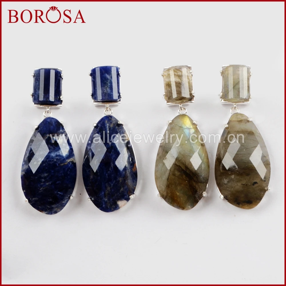 BOROSA 3/5Pairs Silver Color Micro Pave CZ Drop Multi-kind Faceted Stones Dangle Earring Labradorite lapis lazuli Earring WX1022
BOROSA 3/5Pairs Silver Color Micro Pave CZ Drop Multi-kind Faceted Stones Dangle Earring Labradorite lapis lazuli Earring WX1022