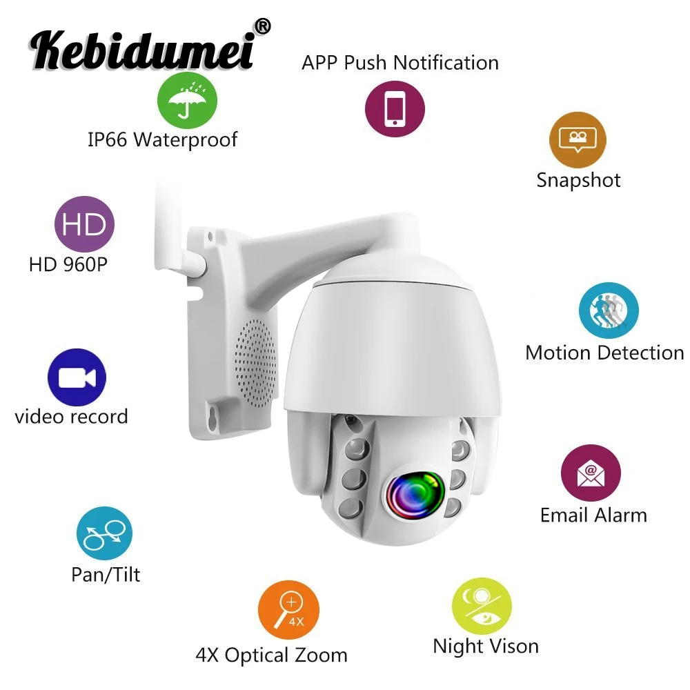 Kebidumei Wireless Mini PTZ Dome Camera 1080P Outdoor Waterproof Digital 5X Zoom / 4mm Lens Two Way Audio CCTV Security Camera
Kebidumei Wireless Mini PTZ Dome Camera 1080P Outdoor Waterproof Digital 5X Zoom / 4mm Lens Two Way Audio CCTV Security Camera