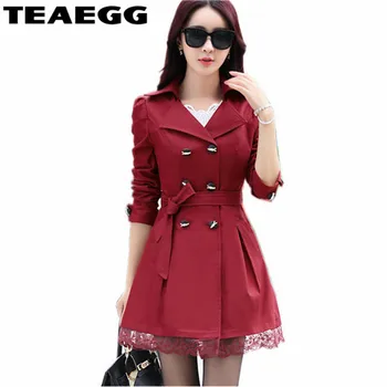 TEAEGG Autumn Trench Coat Para As Mulheres Casual Wine Red Long Coat Lace Windbreaker Famale Casaco Feminino Plus Size 3XL AL07
TEAEGG Autumn Trench Coat Para As Mulheres Casual Wine Red Long Coat Lace Windbreaker Famale Casaco Feminino Plus Size 3XL AL07