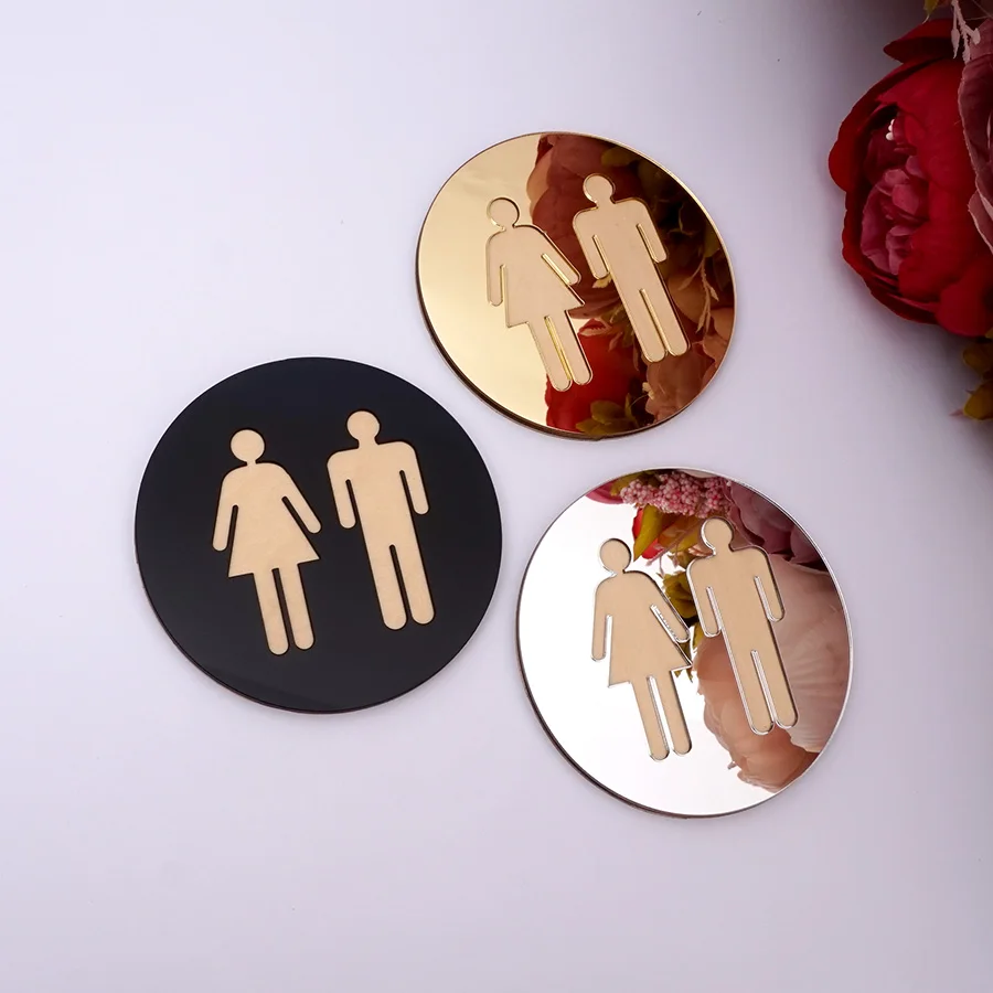 5mm 3D Acrylic Mirror Round Toilet Door Sign Men Women Bathroom WC Black Gold Silver Modern Wood Base Wall Sticker Home Decor
5mm 3D Acrylic Mirror Round Toilet Door Sign Men Women Bathroom WC Black Gold Silver Modern Wood Base Wall Sticker Home Decor