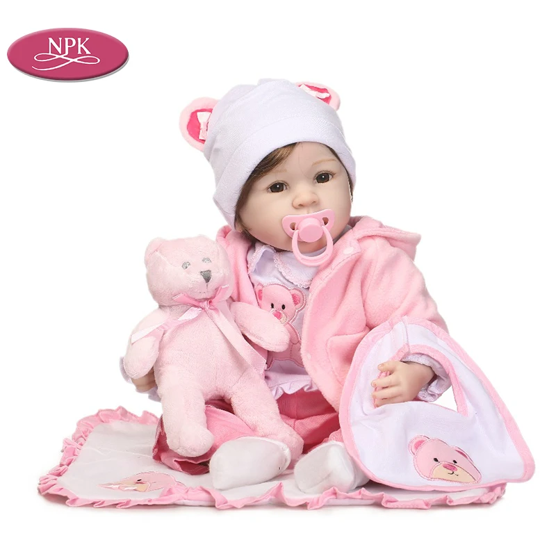 

NPK 55CM Silicone Doll Reborn Baby Girl Fashion Toys Lifelike Princess Girls Bonecas Bebes Realistic Newborn Babies Doll Menina