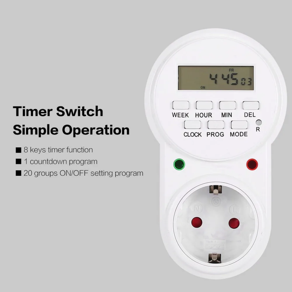 Mini Digital LCD 230V 16A Timer Switch Socket Outlet Plug-in Time Countdown Energy Saving Programmable Electronic Controller |