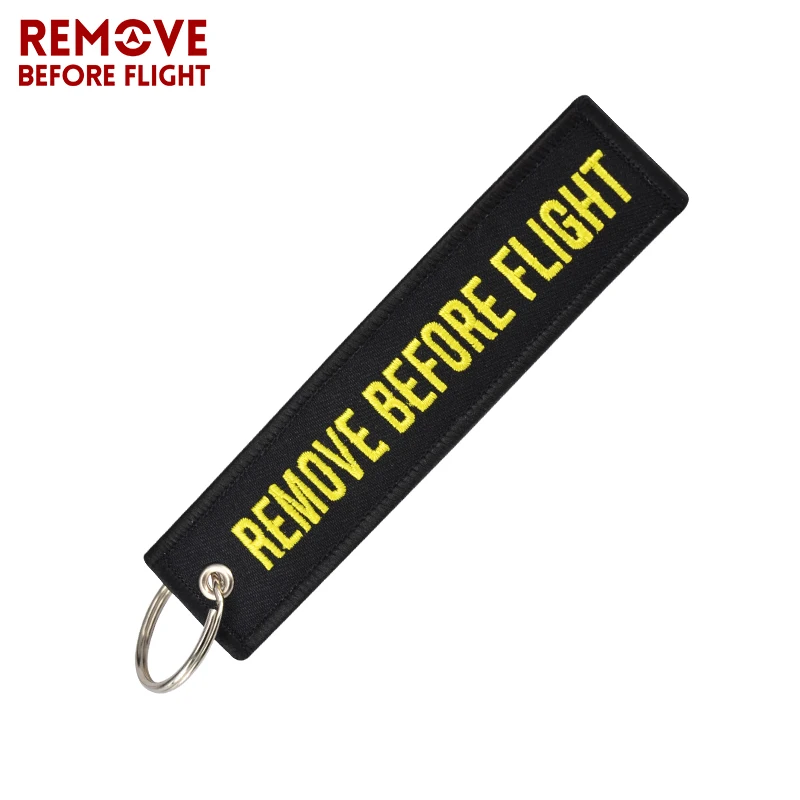 Fashion Jewelry Keychain for Cars and Motorcycles Embroidery Key Chain Key Fobs REMOVE BEFORE FLIGHT Black Keychain Safety Tag (1)