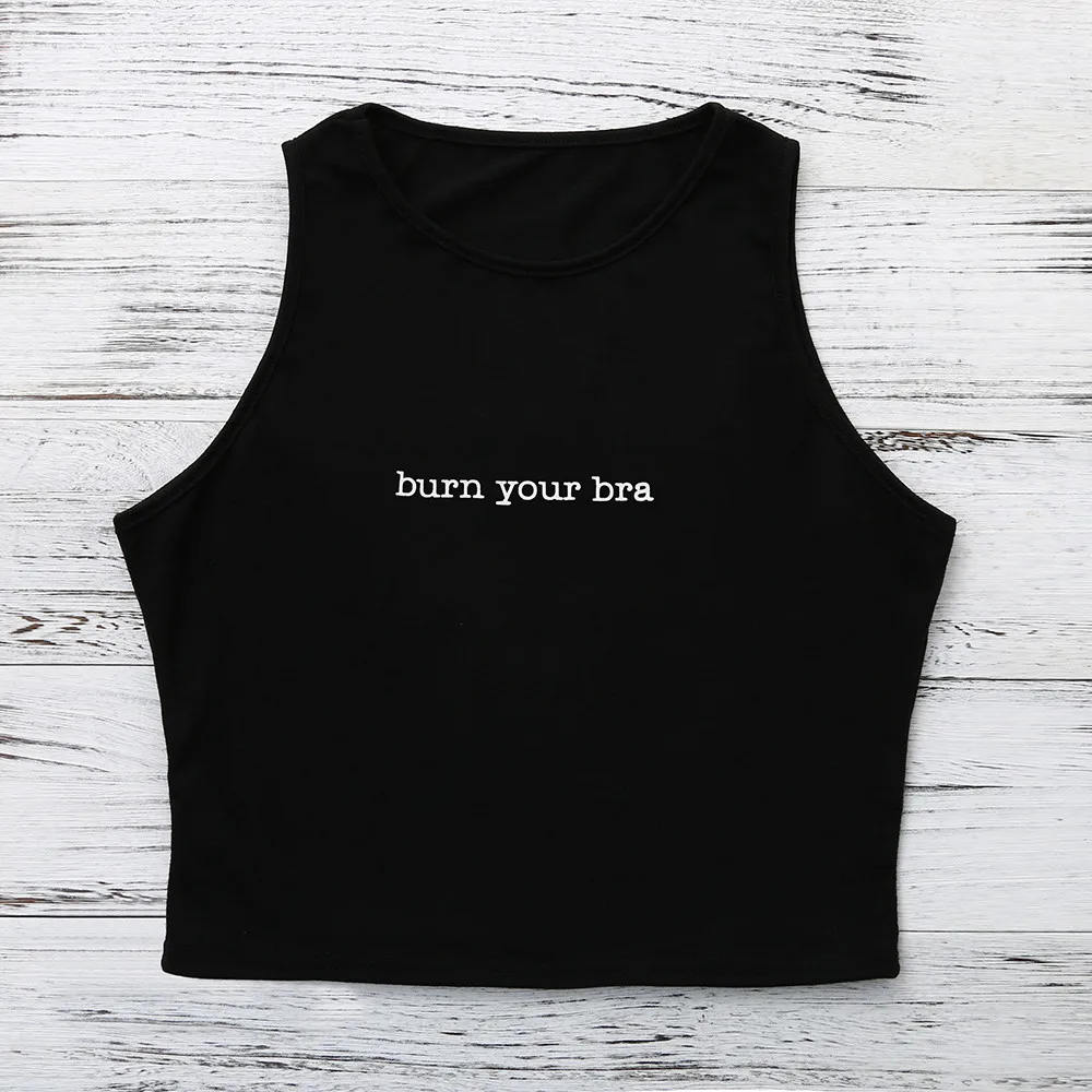 Women Clothes Spring Summer Sexy Burn Your Bra Tank Black Crop Top Vest Sleeveless Beach Brief Casual Tops #N
Women Clothes Spring Summer Sexy Burn Your Bra Tank Black Crop Top Vest Sleeveless Beach Brief Casual Tops #N