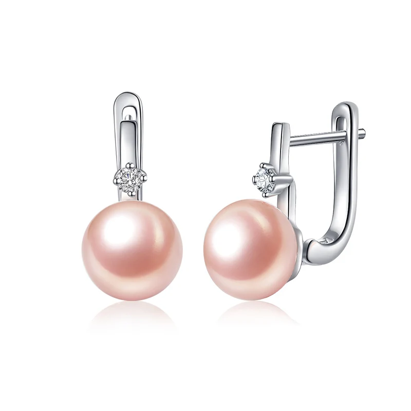 tz4187eb natural freshwater pearls earring pink color pearls 925 sterling silver earring for women
