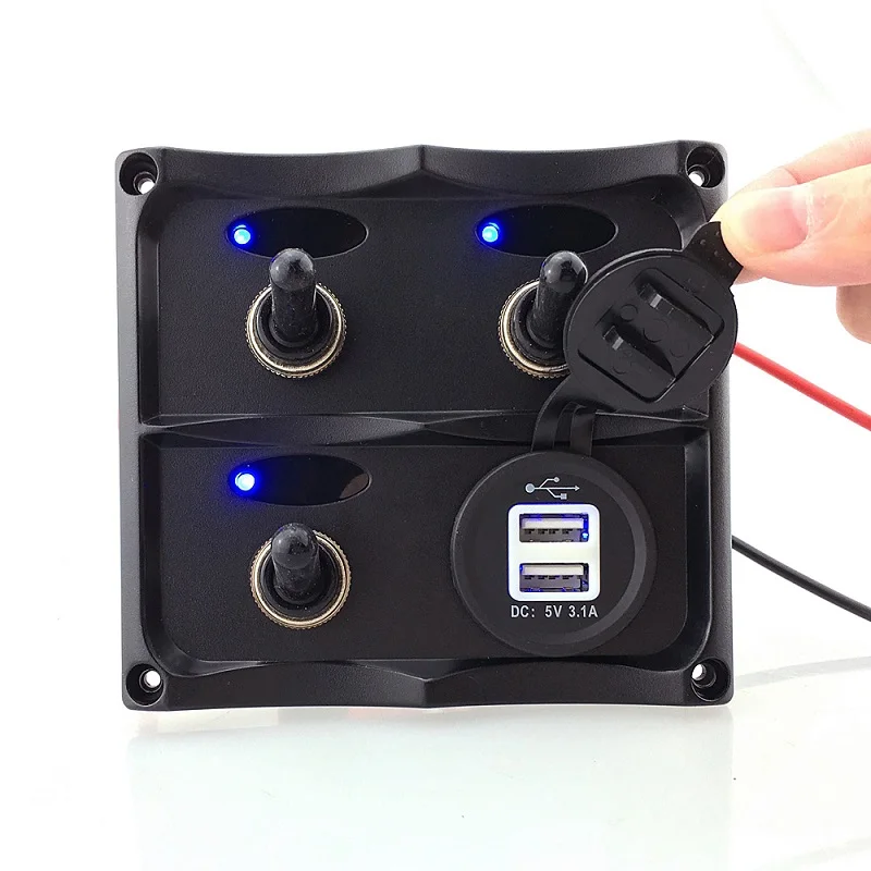 New 3 Gang Toggle Switch Panel Standard USB Power Socket Pull Switch Panel with Protective Fuse 12/24V Universal Fit
New 3 Gang Toggle Switch Panel Standard USB Power Socket Pull Switch Panel with Protective Fuse 12/24V Universal Fit