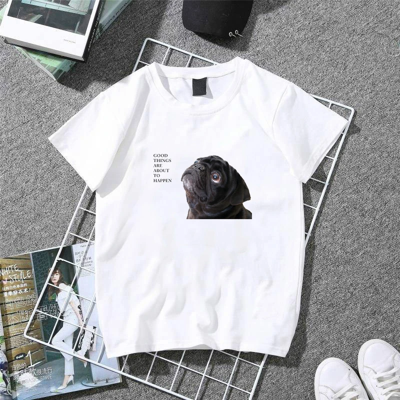 Classic T Shirt Women Good Things Black Pug Lovely T-Shirt Lady 100% Cotton Summer Tops Girl Tees Harajuku White T-shirt
Classic T Shirt Women Good Things Black Pug Lovely T-Shirt Lady 100% Cotton Summer Tops Girl Tees Harajuku White T-shirt