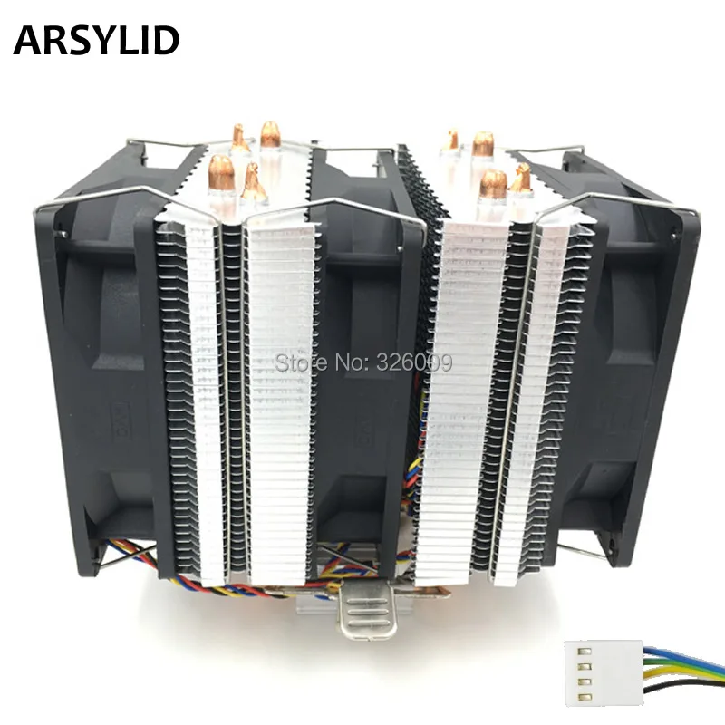 Кулер для процессора ARSYLID кулер 4pin PWM 9 см вентилятор 4 heatpipe daul tower охлаждение Intel