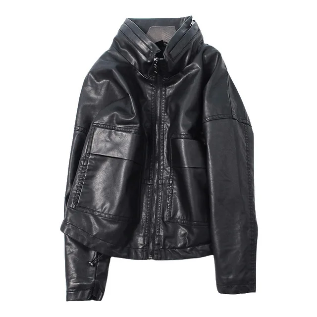 Retro texture stand collar was thin leather locomotive jacket female street style big pockets leather jackets wq2423
Retro texture stand collar was thin leather locomotive jacket female street style big pockets leather jackets wq2423