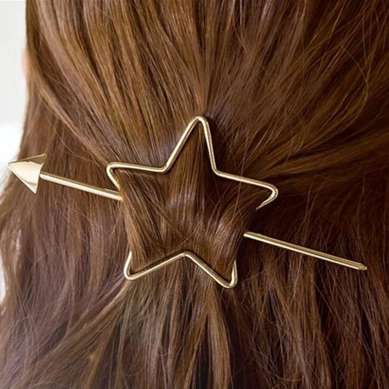 1pc Women Vintage Design hollow Out Pentagram Love Heart Arrow Hair Sticks Gold Plated Simple Star Hair Holder Hair Accessories
1pc Women Vintage Design hollow Out Pentagram Love Heart Arrow Hair Sticks Gold Plated Simple Star Hair Holder Hair Accessories