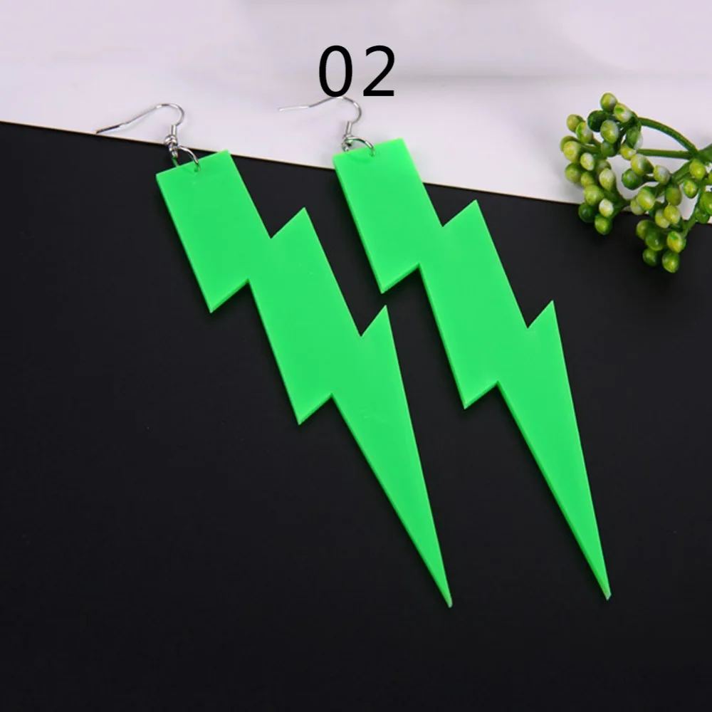 

4 Colors Acrylic Neon Drop Earrings for Women Brincos Hyperbole Lightning Long Earring Woman Jewelry Pendientes