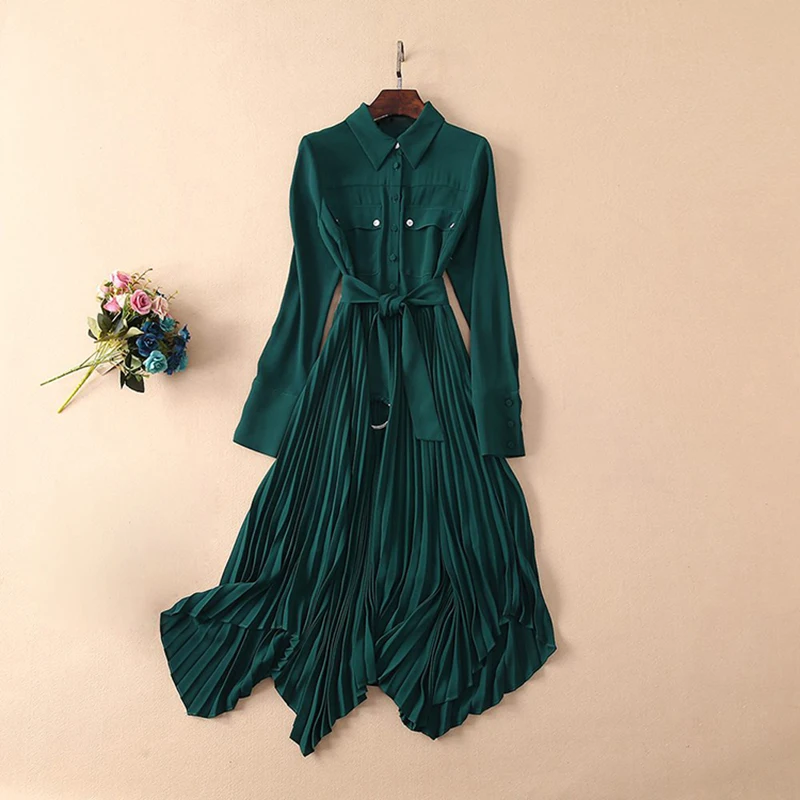 HIGH QUALITY New Fashion 2019 Designer Runway Dress Women's Long Sleeve Shirt Collar Pleated Mid-calf Dress
HIGH QUALITY New Fashion 2019 Designer Runway Dress Women's Long Sleeve Shirt Collar Pleated Mid-calf Dress
