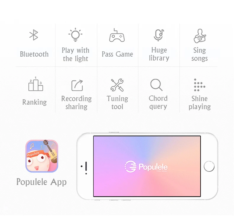 Xiaomi Populele U1 Intelligent Ukulele APP 23 inch smart phone ukulele Uke for beginners gift Adapterization 4 strings Guitar (2)