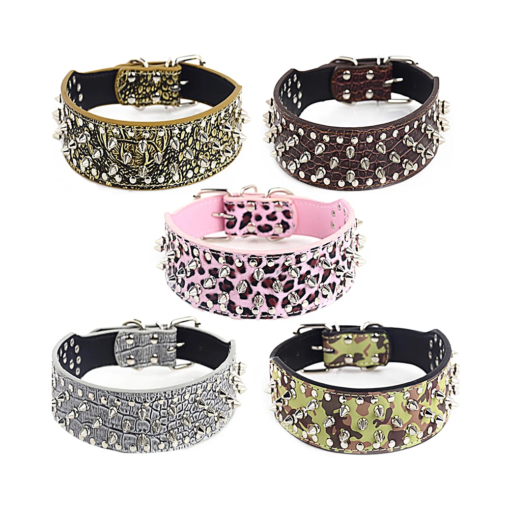 Cool Big Pet Dogs Leather Collar with Big Rivet Avoid to be Hurt Leopard Camouflage Pattern Ajustable Collar for Large Dog XS-L
Cool Big Pet Dogs Leather Collar with Big Rivet Avoid to be Hurt Leopard Camouflage Pattern Ajustable Collar for Large Dog XS-L