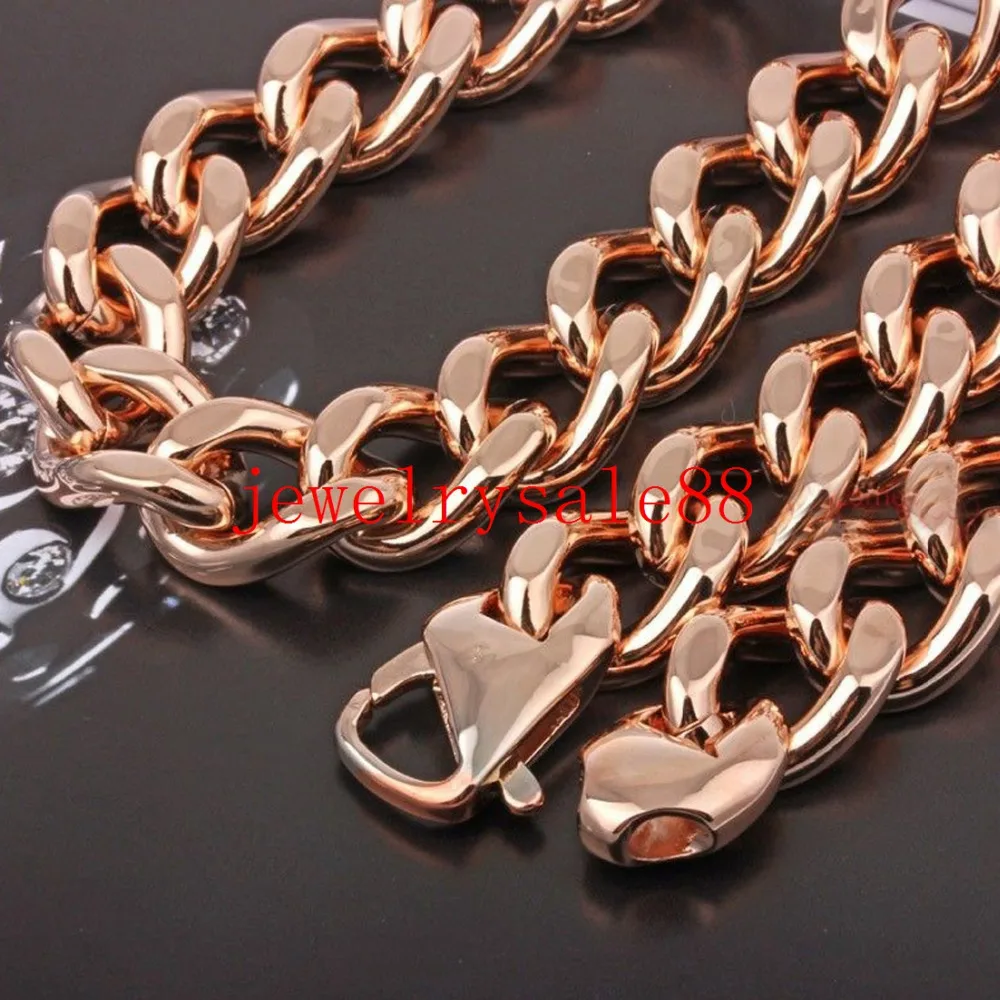 Loveliness Rose Gold 15mm 7-40inch Custom Sizes Cuban Curb Link Chain Bracelet/Necklace Charming Men's Stainless Steel Jewelry
Loveliness Rose Gold 15mm 7-40inch Custom Sizes Cuban Curb Link Chain Bracelet/Necklace Charming Men's Stainless Steel Jewelry