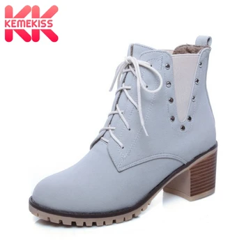 KemeKiss Size 33-43 Women High Heel Ankle Boots Round Toe Rivets Lace Up Shoes Thick Heels Woman Short Boots Woman Shoes
KemeKiss Size 33-43 Women High Heel Ankle Boots Round Toe Rivets Lace Up Shoes Thick Heels Woman Short Boots Woman Shoes