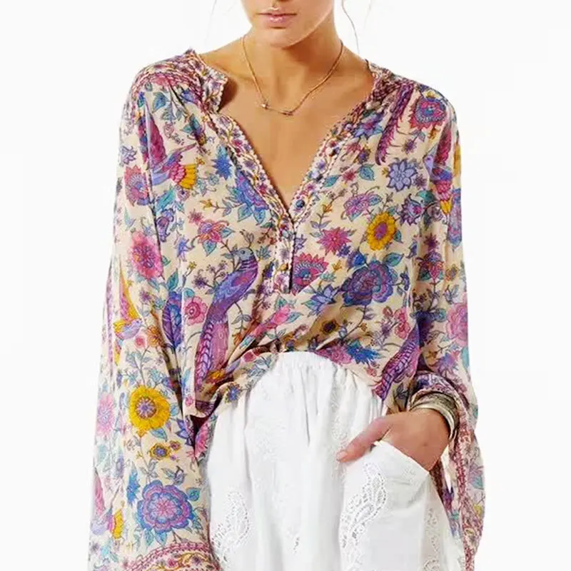 Boho Chic Botanic Floral Print Summer Blouse Flare Sleeve Plunging Neckline Loose Holiday Bohemian Women Blusas Tops Femme Top
Boho Chic Botanic Floral Print Summer Blouse Flare Sleeve Plunging Neckline Loose Holiday Bohemian Women Blusas Tops Femme Top