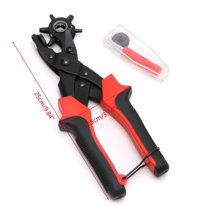 6 Sized Heavy Duty Leather Belt Eyelet Holes Punch Pliers Revolving Hand Punches