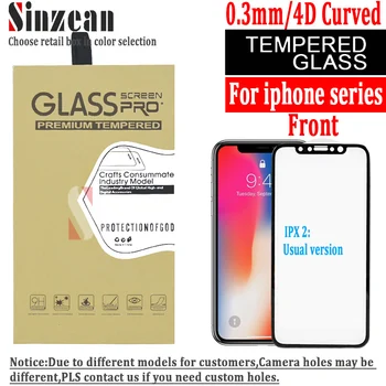 

Sinzean 30PCS 5D Full glass For iPhone Xs max/XS/XR/8 plus/7 plus/6 plus 4D tempered glass screeen protector no text version