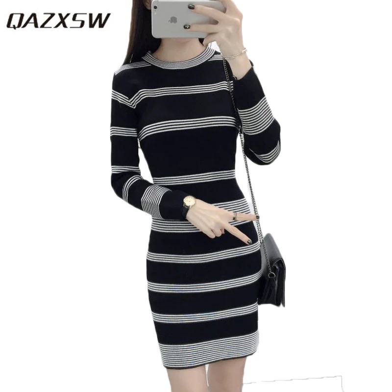 QAZXSW 2018 Spring Knitted Dress Women Woolen Dress Slim Ladies Sweater Dress Harajuku Striped Render Dress Vestido Casual HB521
QAZXSW 2018 Spring Knitted Dress Women Woolen Dress Slim Ladies Sweater Dress Harajuku Striped Render Dress Vestido Casual HB521