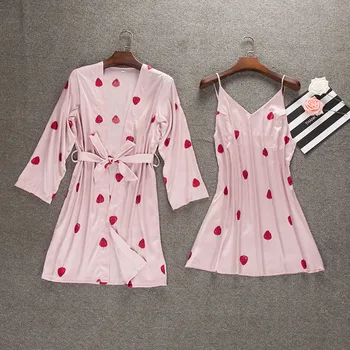 2018 NEW Womens 2PC Strap Top Suit Night Robe Sleepwear Sets Casual Pajamas Sexy Nightwear Kimono Bath Gown M L XL
2018 NEW Womens 2PC Strap Top Suit Night Robe Sleepwear Sets Casual Pajamas Sexy Nightwear Kimono Bath Gown M L XL