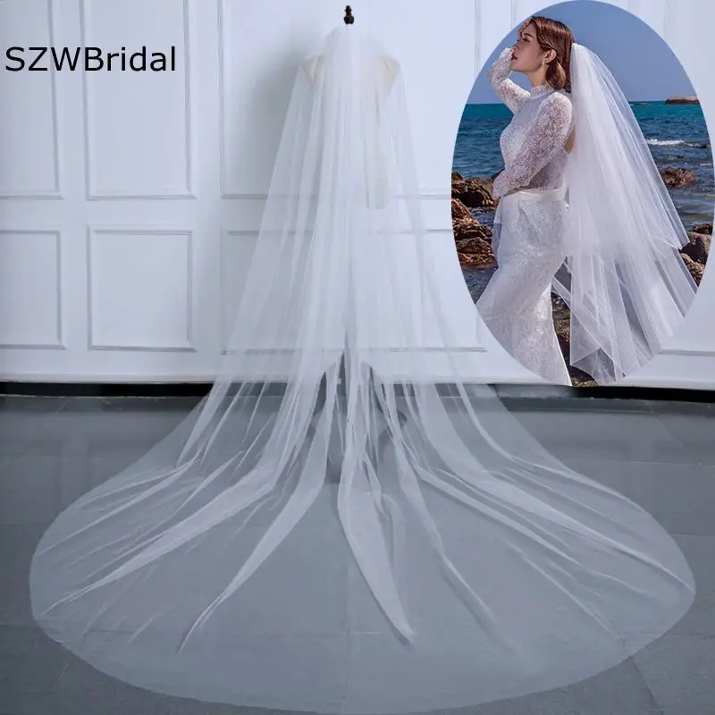 New Arrival White Ivory Cheap Bridal veil Long Cathedral with Comb Two Layer Cut Edge Weddings Accessories Voile de Mariage
New Arrival White Ivory Cheap Bridal veil Long Cathedral with Comb Two Layer Cut Edge Weddings Accessories Voile de Mariage