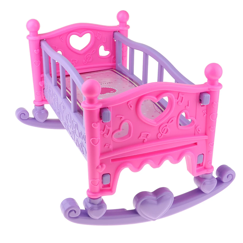 Colorful Girl Dolls Rocking Bed Bedroom Furniture Cradle Bed for Mellchan Dolls Decor