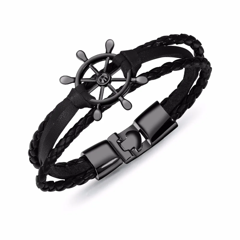 Fashion Sailor Bracelet For Man Multilayer Leather Jewelry Rudder Bracelets Bangles Stainless Steel Handmade Chain PH1257
Fashion Sailor Bracelet For Man Multilayer Leather Jewelry Rudder Bracelets Bangles Stainless Steel Handmade Chain PH1257