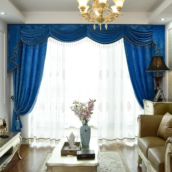 Custom curtains simple modern European luxury solid blue high-class chenille cloth blackout curtain tulle valance drapes N487
Custom curtains simple modern European luxury solid blue high-class chenille cloth blackout curtain tulle valance drapes N487