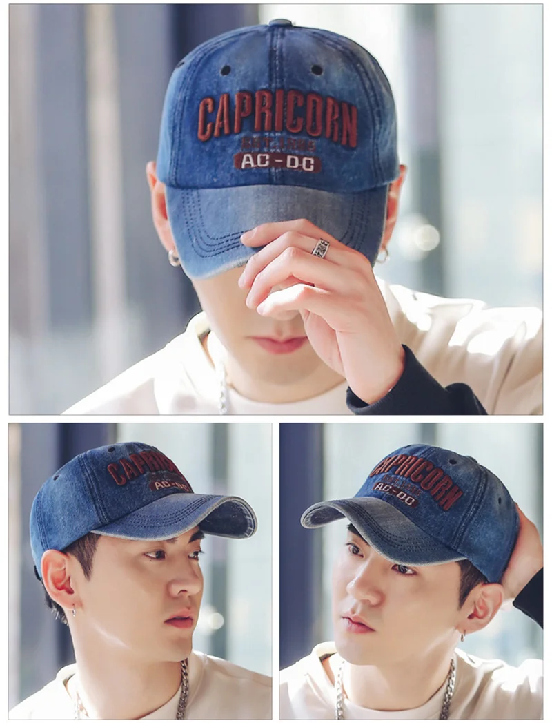 Cowboy Women Snapback Caps Letter Embroidery Couple Caps Summer Autumn Denim Unisex Baseball Cap Hip Hop Men Bone Casquette Hats (6)