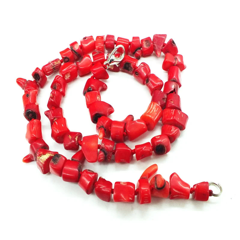 Natural 6MM irregular red coral necklace - flawed 18" 
Natural 6MM irregular red coral necklace - flawed 18"